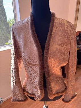 Escada Champagne Gold Satin-Look Lined Jacket